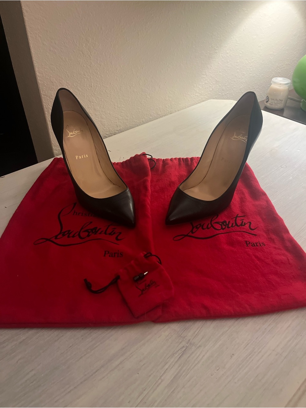 Christian Louboutin Black Pointed-Toe Stiletto Pumps